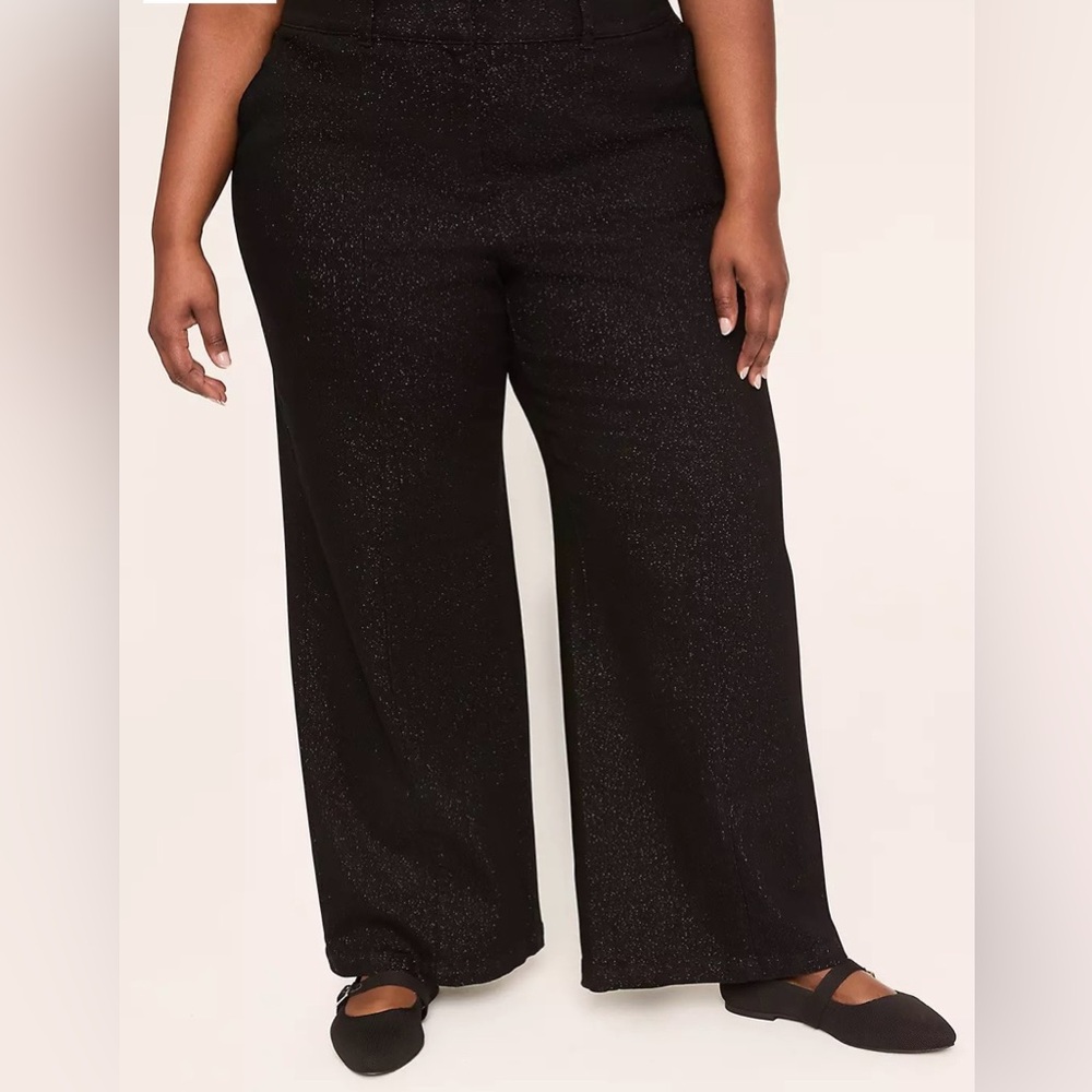 Lane Bryant Black Shimmer High Rise Ankle Pants